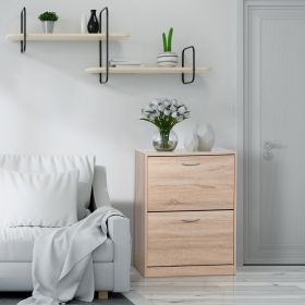 Wooden Shoe Cabinet for Entryway;  White Shoe Storage Cabinet with 2 Flip Doors 20.94x9.45x43.11 inch