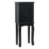 Standing Jewelry Armoire with Mirror, 5 Drawers & 6 Necklace Hooks, Jewelry Cabinet Chest with Top Storage Organizer , 2 Side Swing Doors(Black)
