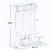 Entryway hall tree with coat rack 4 hooks and storage bench shoe cabinet white
