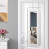 HOMCOM Jewelry Armoire with Mirror and 18 LED Lights, Wall-Mounted/Over-The-Door Cabinet with 3 Mountable Heights, White