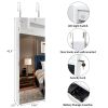 Full Mirror Wooden Wall Mounted 4-Layer Shelf 2 Drawers With Inner Mirror 8 Blue LED Light Jewelry Storage Mirror Cabinet - White XH