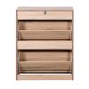Wooden Shoe Cabinet for Entryway;  White Shoe Storage Cabinet with 2 Flip Doors 20.94x9.45x43.11 inch