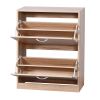 Wooden Shoe Cabinet for Entryway;  White Shoe Storage Cabinet with 2 Flip Doors 20.94x9.45x43.11 inch