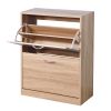 Wooden Shoe Cabinet for Entryway;  White Shoe Storage Cabinet with 2 Flip Doors 20.94x9.45x43.11 inch