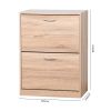 Wooden Shoe Cabinet for Entryway;  White Shoe Storage Cabinet with 2 Flip Doors 20.94x9.45x43.11 inch
