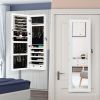 Door Mounted Lockable Mirrored Jewelry Cabinet with LED Lights
