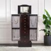Jewelry Cabinet Box Storage Chest Necklace Wood Walnut Stand Organizer
