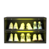 Black Glass Door Shoe Storage Cabinet for Sneakers with RGB LED Light – Expertly Crafted Wooden Display Showcase