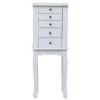 Standing Jewelry Armoire with Mirror, 5 Drawers & 8 Necklace Hooks, Jewelry Cabinet Chest with Top Storage Organizer , 2 Side Swing Doors(White)