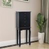 Standing Jewelry Armoire with Mirror, 5 Drawers & 6 Necklace Hooks, Jewelry Cabinet Chest with Top Storage Organizer , 2 Side Swing Doors(Black)