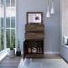 DEPOT E-SHOP Diamond Dresser, Jewelry Box, Mirror, Single Door Cabinet, Two Drawers, Dark Walnut