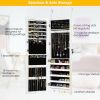 Wall Mounted Lockable Mirror Jewelry Cabinet with LED Light