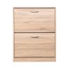 Wooden Shoe Cabinet for Entryway;  White Shoe Storage Cabinet with 2 Flip Doors 20.94x9.45x43.11 inch