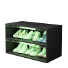 Black Glass Door Shoe Storage Cabinet for Sneakers with RGB LED Light – Expertly Crafted Wooden Display Showcase