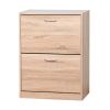 Wooden Shoe Cabinet for Entryway;  White Shoe Storage Cabinet with 2 Flip Doors 20.94x9.45x43.11 inch