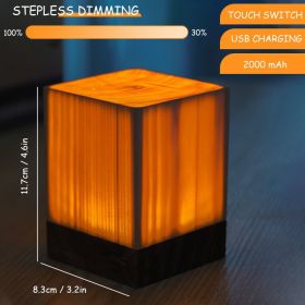 Wood Touch Ambient LED Table Lamp Rechargeable Portable Night Light Modern Cordless Table Lamps for Living Room Bedroom Bedside (Emitting Color: D)