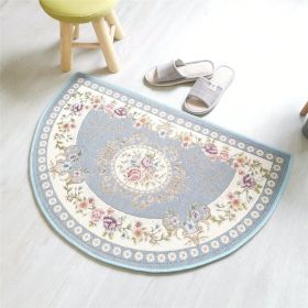 European Style Semicircle Entrance Carpet Bathroom Absorbent Non-slip Bedroom Home Decoration Floor Door Mat Kitchen Living Room (Color: Sky blue)
