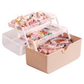 Children's hair accessories storage box hair clip headdress cosmetic head rope desktop layered Jewelry Box (Color: Pink)