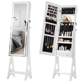 Fashion Simple Jewelry Storage Mirror Cabinet With LED Lights; For Living Room Or Bedroom (Color: as picture)