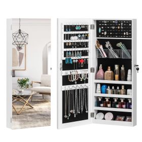 The Whole Surface PVC Film Wall Hanging Door With Lock Jewelry Cabinet Fitting Mirror Cabinet (Color: As shown in the figure)