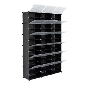 12-Tier Portable 72 Pair Shoe Rack Organizer 36 Grids Tower Shelf Storage Cabinet Stand Expandable for Heels, Boots, Slippers, Black (Color: As shown in the figure)