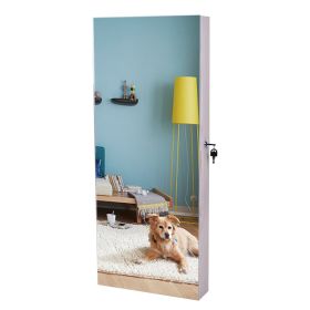 The Whole Surface PVC Film Wall Hanging Door With Lock Jewelry Cabinet Fitting Mirror Cabinet (Color: as Pic)