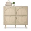 4 Drawers Shoe Cabinet Rattan Shoe Rack Shoe Storage Cupboard Organizer Unit