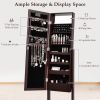 Mirrored Standing Jewelry Armoire Cabinet with LED Lights