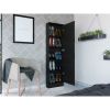Ruan XL Shoe Rack, Mirror, Five Interior Shelves, Single Door Cabinet, Black