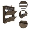 Brandford Shoe Rack, Superior Top, Two Shelves, Light Oak / White