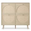 4 Drawers Shoe Cabinet Rattan Shoe Rack Shoe Storage Cupboard Organizer Unit