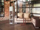 Floor Lamp Etagere Organizer Storage Shelf with Linen Shade