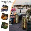 2 Pieces Solar-Powered Diamond Wicker Floor Lamps with Auto LED Light