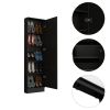 Ruan XL Shoe Rack, Mirror, Five Interior Shelves, Single Door Cabinet, Black