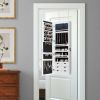 Lockable Wall Mounted Mirror Jewelry Armoire with 5 LEDs and 6 Drawers